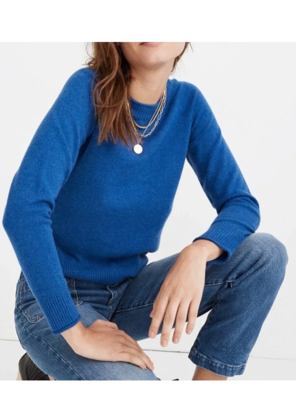 Madewell 100% Merino Wool Blue Boatneck Sweater Size M